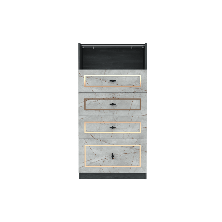 ตู้ลิ้นชัก 4 ลิ้นชัก WISDOM DESIGN FURNITURE GDW-601 60 ซม. สีแอชเกรย์/ไลท์มาร์เบิ้ล